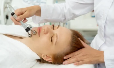 Woman having a professional facial treatment at a beauty clinic
