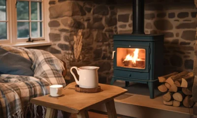 Log burner in a cosy cottage sitting room