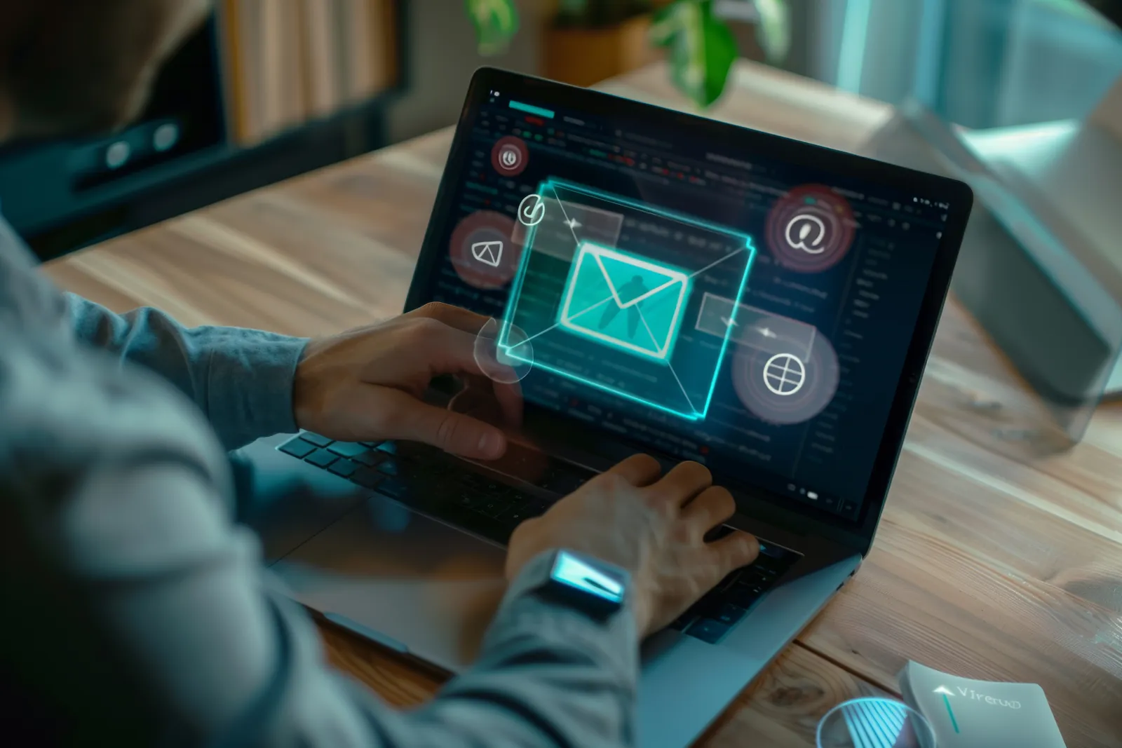 Person sending an email on a laptop