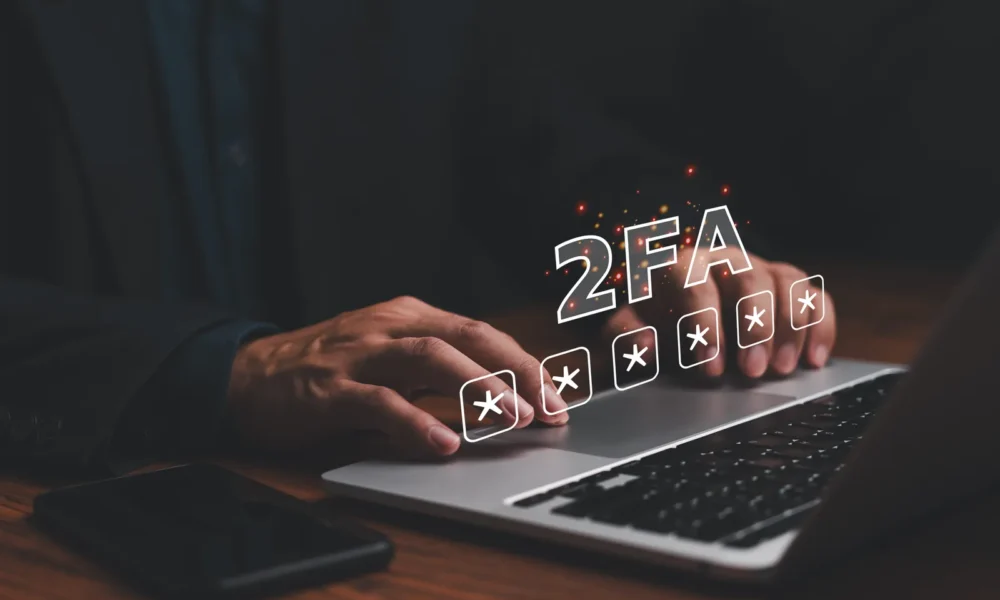 Two-factor authentication login on a laptop